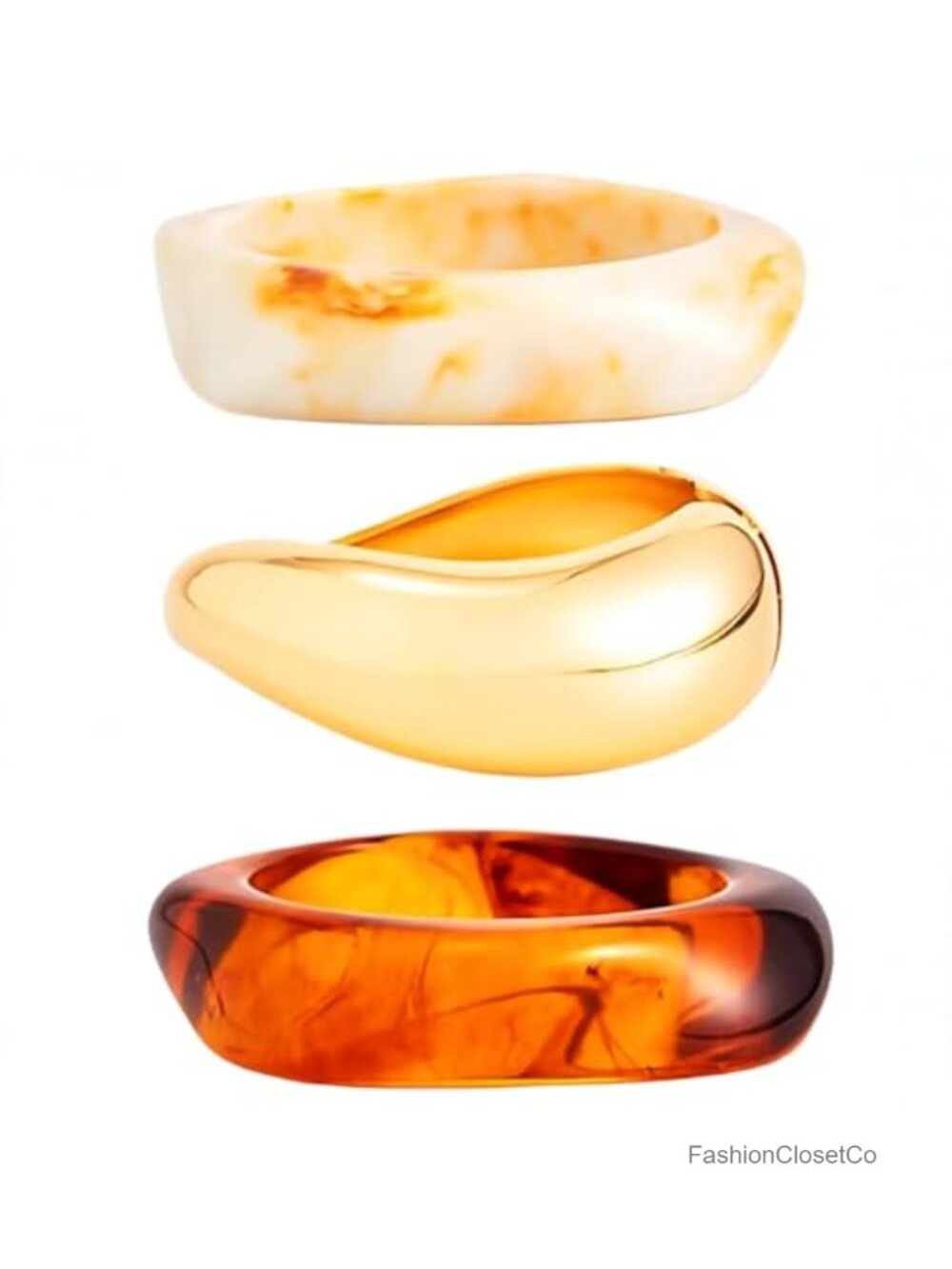 Chunky Acrylic Bangle Bracelets 3-Pack Women Resin Cuff Statement